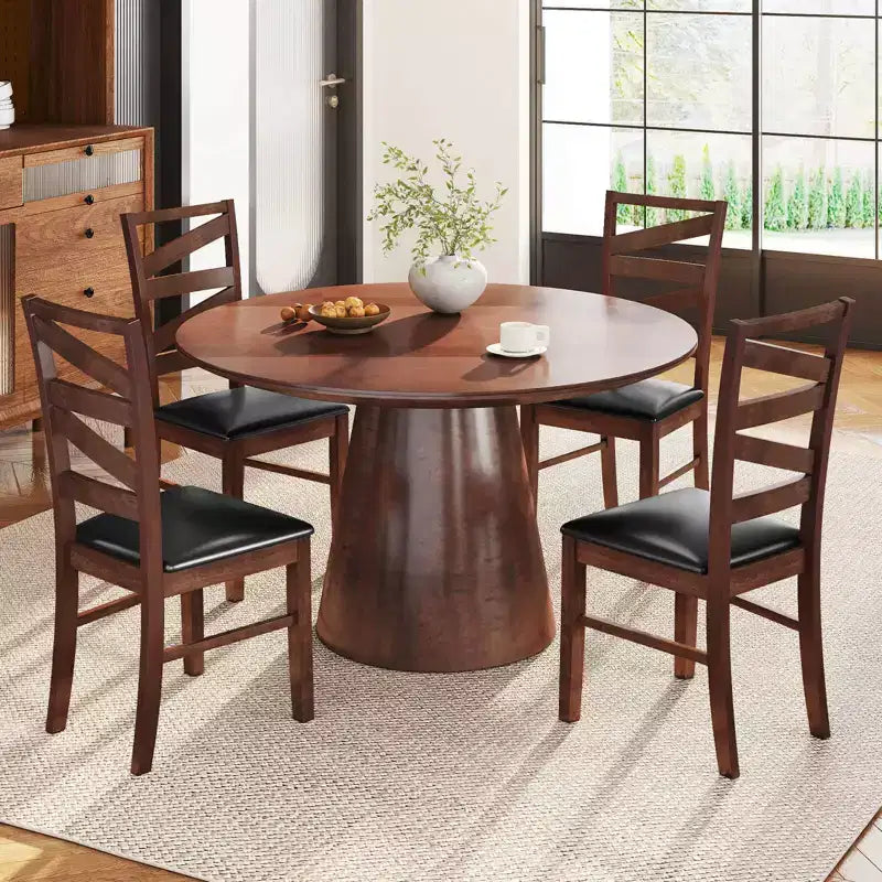 Lot de 2 chaises de salle à manger sans accoudoirs, pieds en bois d'hévéa, assise rembourrée en similicuir