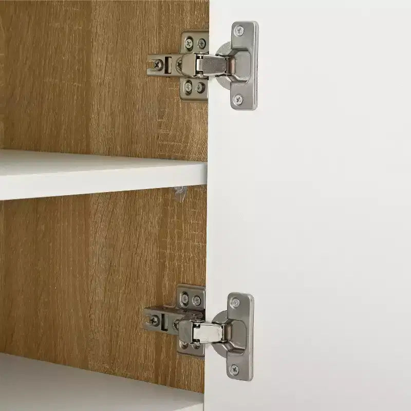 Meuble TV cannelé pour téléviseur de 80 pouces avec tiroirs de rangement, Meuble TV en bois, Meuble console média pour centre de divertissement avec pieds en bois doré