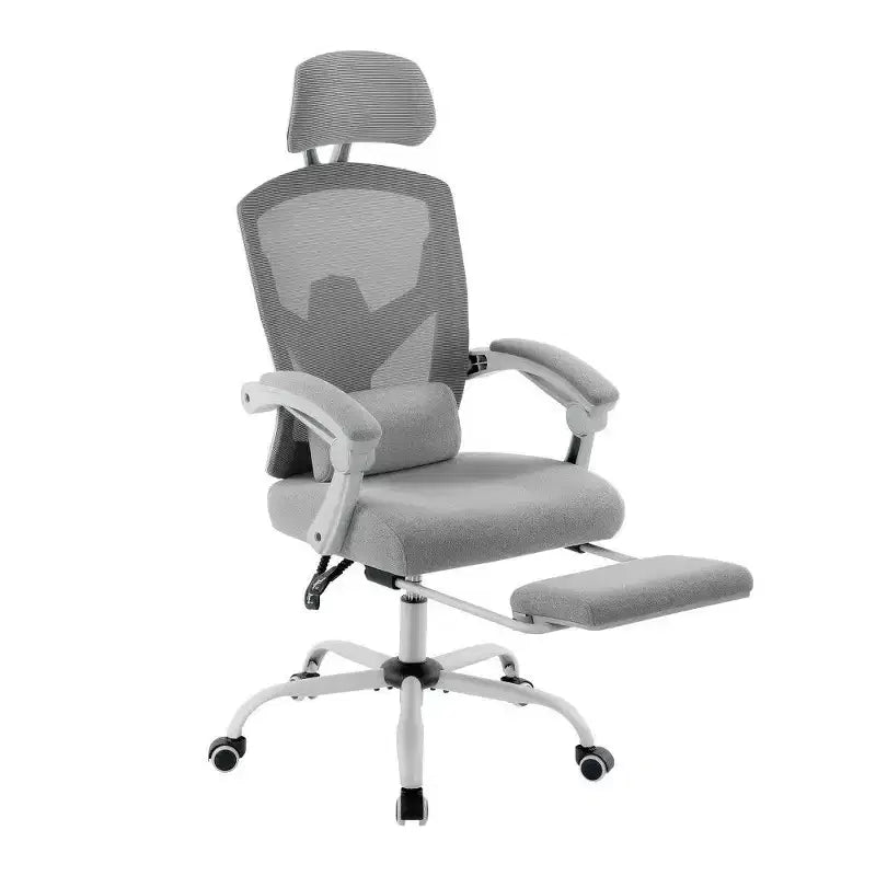 Chaise de bureau ergonomique avec repose-pieds, chaise de bureau en maille à dossier haut avec appui-tête réglable et support lombaire pour bureau à domicile, capacité de 125 kg