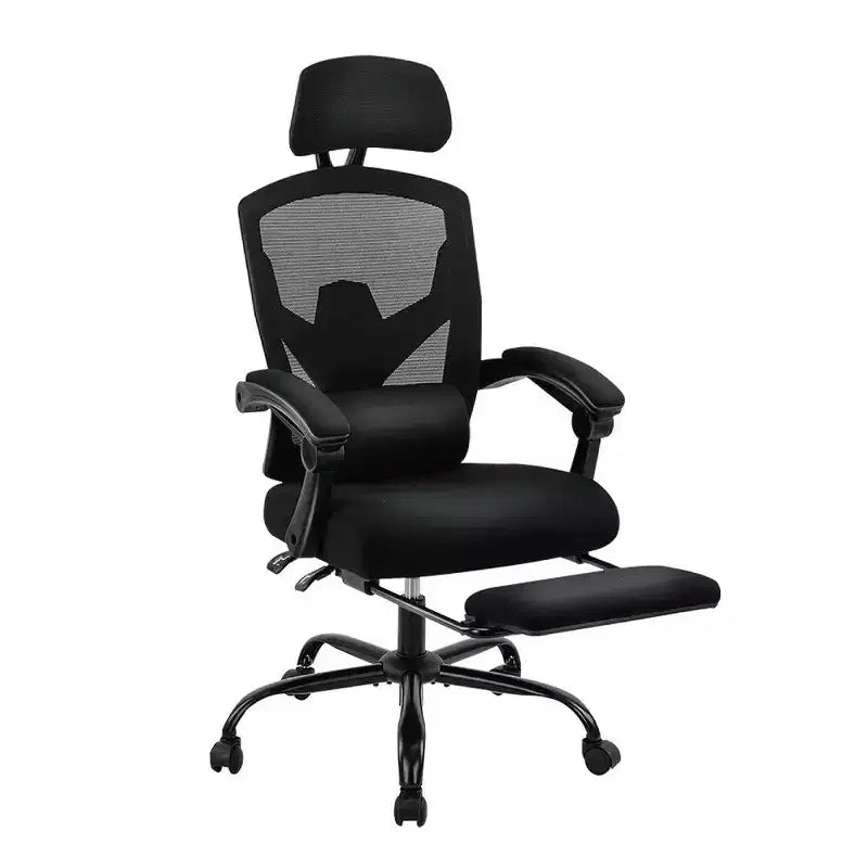 Chaise de bureau ergonomique avec repose-pieds, chaise de bureau en maille à dossier haut avec appui-tête réglable et support lombaire pour bureau à domicile, capacité de 125 kg