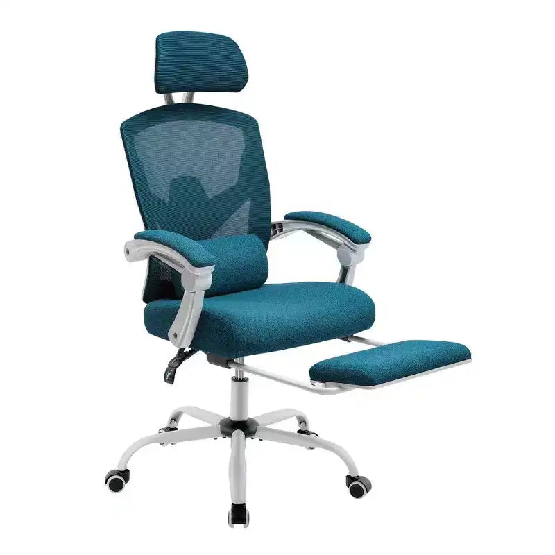Chaise de bureau ergonomique avec repose-pieds, chaise de bureau en maille à dossier haut avec appui-tête réglable et support lombaire pour bureau à domicile, capacité de 125 kg