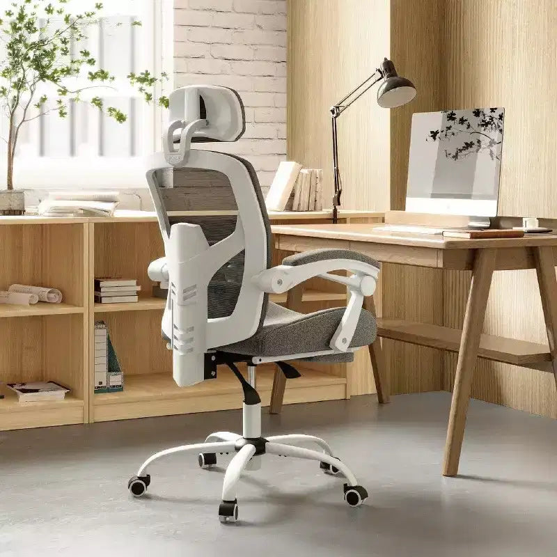 Chaise de bureau ergonomique avec repose-pieds, chaise de bureau en maille à dossier haut avec appui-tête réglable et support lombaire pour bureau à domicile, capacité de 125 kg