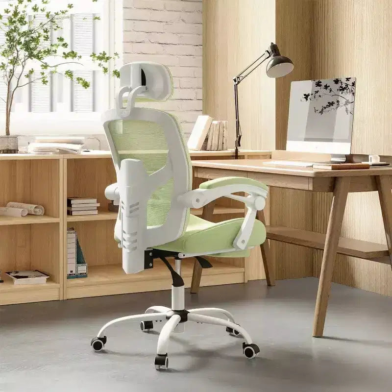 Chaise de bureau ergonomique avec repose-pieds, chaise de bureau en maille à dossier haut avec appui-tête réglable et support lombaire pour bureau à domicile, capacité de 125 kg