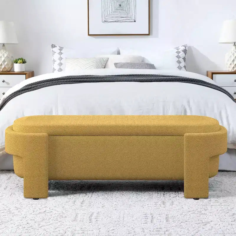 Banc de rangement capitonné en lin avec grand compartiment caché, siège confortable en mousse pour chambre à coucher, salon