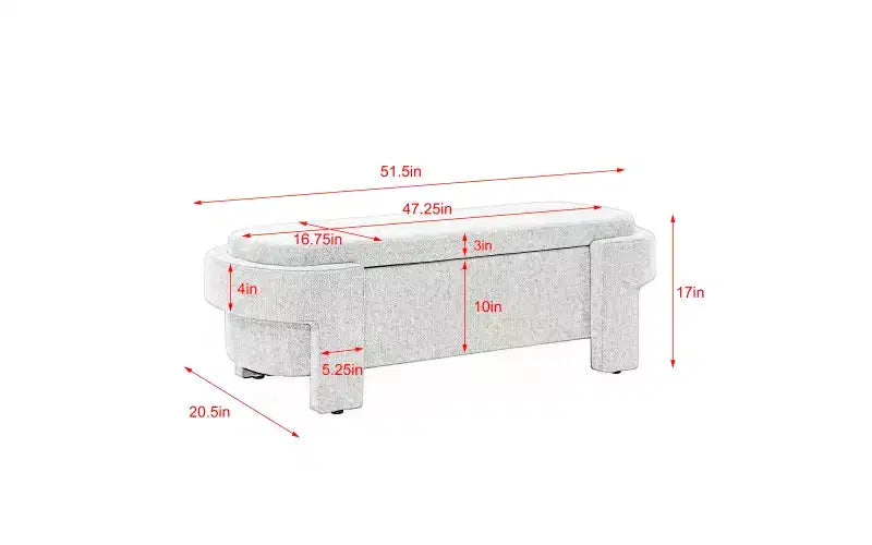 Banc de rangement capitonné en lin avec grand compartiment caché, siège confortable en mousse pour chambre à coucher, salon
