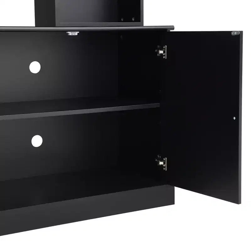 Meuble TV mural avec bibliothèque pour téléviseur 70", console multimédia avec pont, meuble TV avec étagère réglable