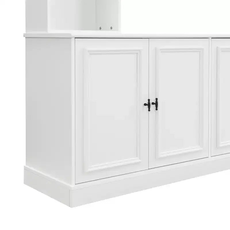 Meuble TV mural avec bibliothèque pour téléviseur 70", console multimédia avec pont, meuble TV avec étagère réglable
