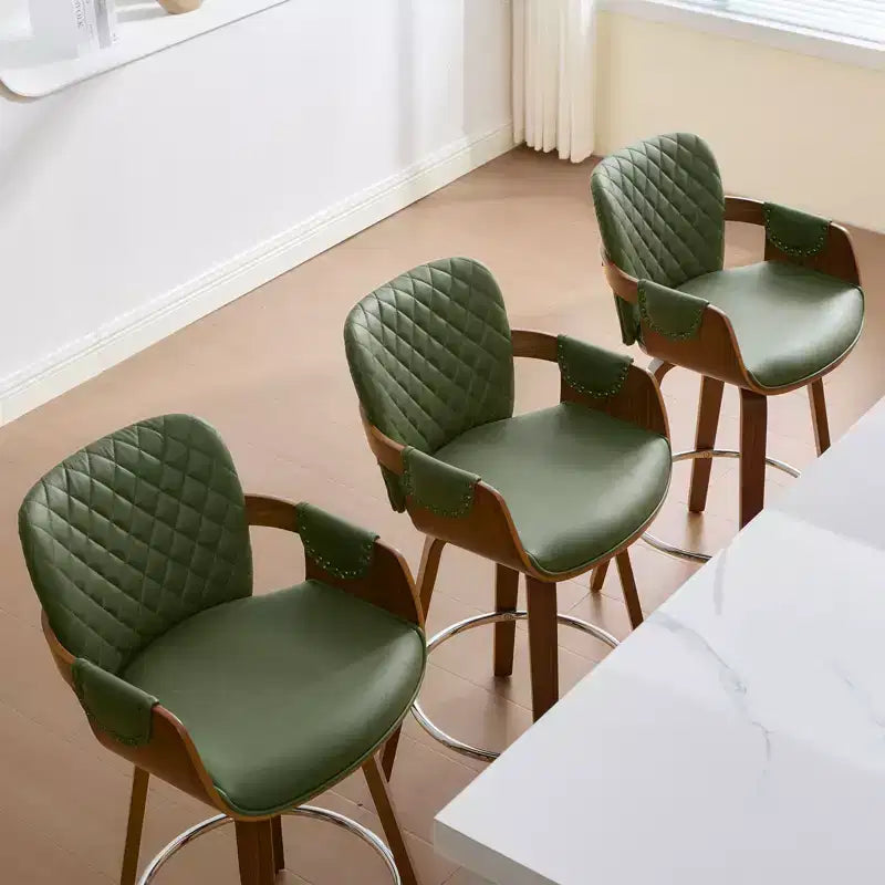 Lot de 26 tabourets de bar pivotants hauteur comptoir, 1/2/3/4, modernes, rembourrés en similicuir avec dossier et accoudoirs, pieds en bois, chaises de bar pour îlot de cuisine
