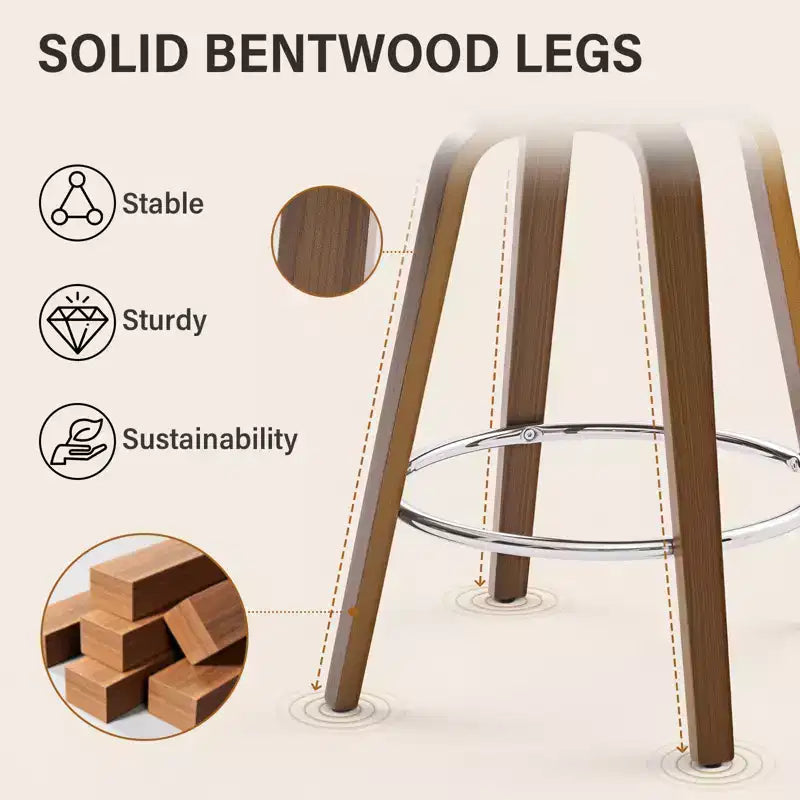 Lot de 26 tabourets de bar pivotants hauteur comptoir, 1/2/3/4, modernes, rembourrés en similicuir avec dossier et accoudoirs, pieds en bois, chaises de bar pour îlot de cuisine