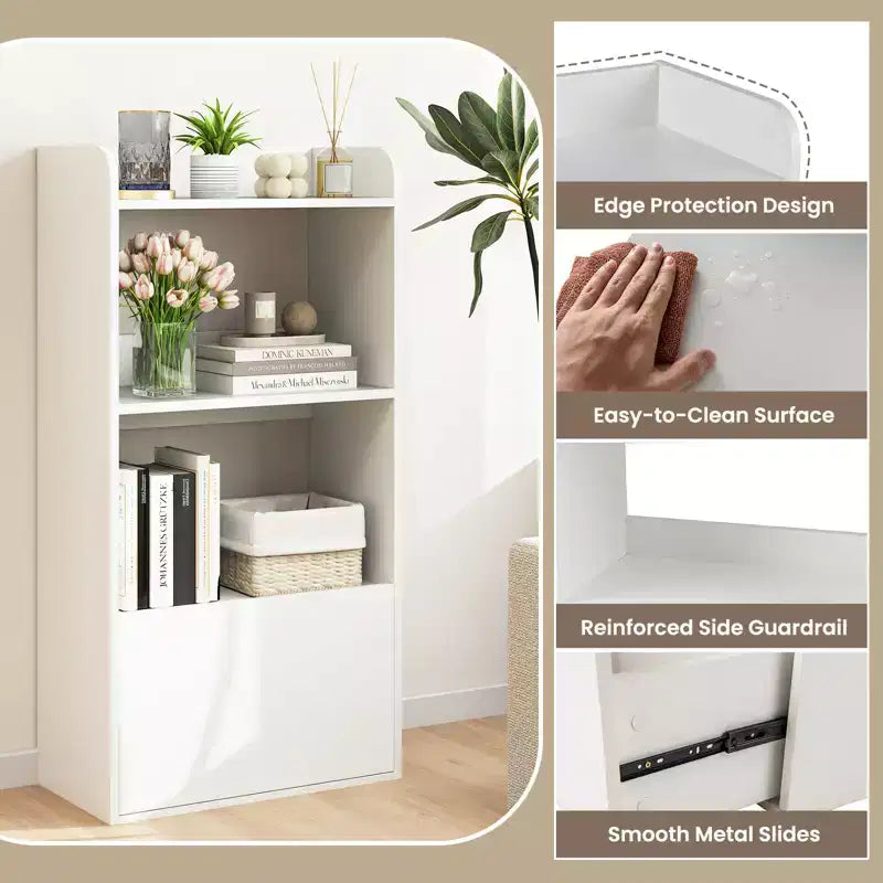 Étagère avec tiroir, 3 niveaux ouverts, kit anti-basculement pour salon