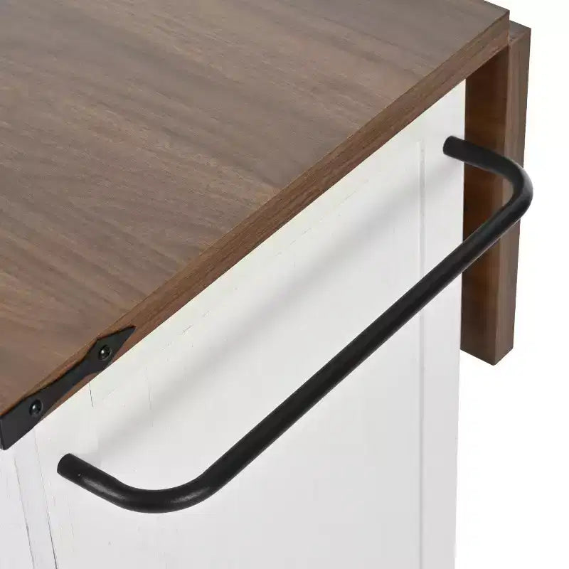 Ilot de cuisine de ferme avec prise de courant, Ilot de rangement de cuisine avec abattant, Desserte de cuisine roulante avec étagère de rangement interne