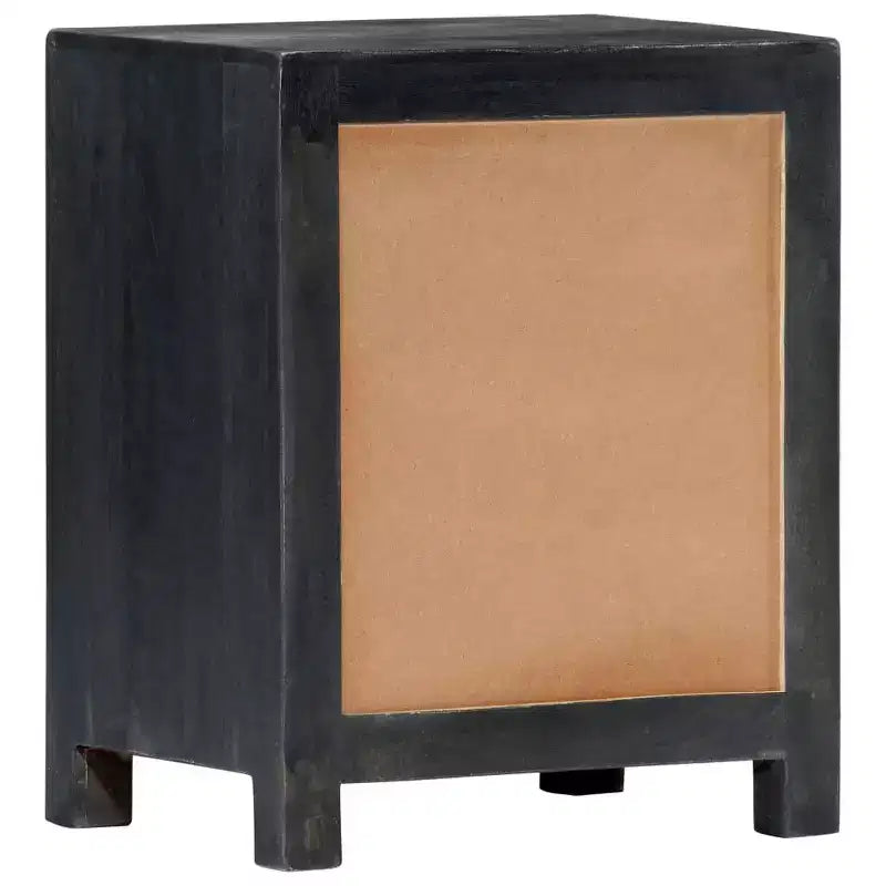 Table de chevet sculptée à la main Grise 40x30x50 cm Bois de manguier massif