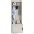 Narrow Hall Tree with Shoe Storage Bench, Rustic Entryway Bench with Coat Rack, Accent Coat Tree with Storage Shelves for Hallway, Mudroom