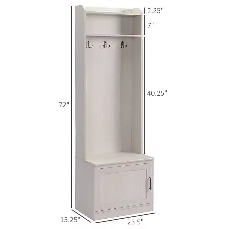 Meuble d'entrée étroit avec banc à chaussures, banc rustique avec porte-manteau, porte-manteau décoratif avec étagères de rangement pour couloir, vestiaire
