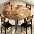 Round Dining Table Set for 4, 5 Piece Circle Wooden Kitchen Dinner Table & Chairs Set for 4, w/ 4 Unpholster Chairs, Sturdy Thick Frame
