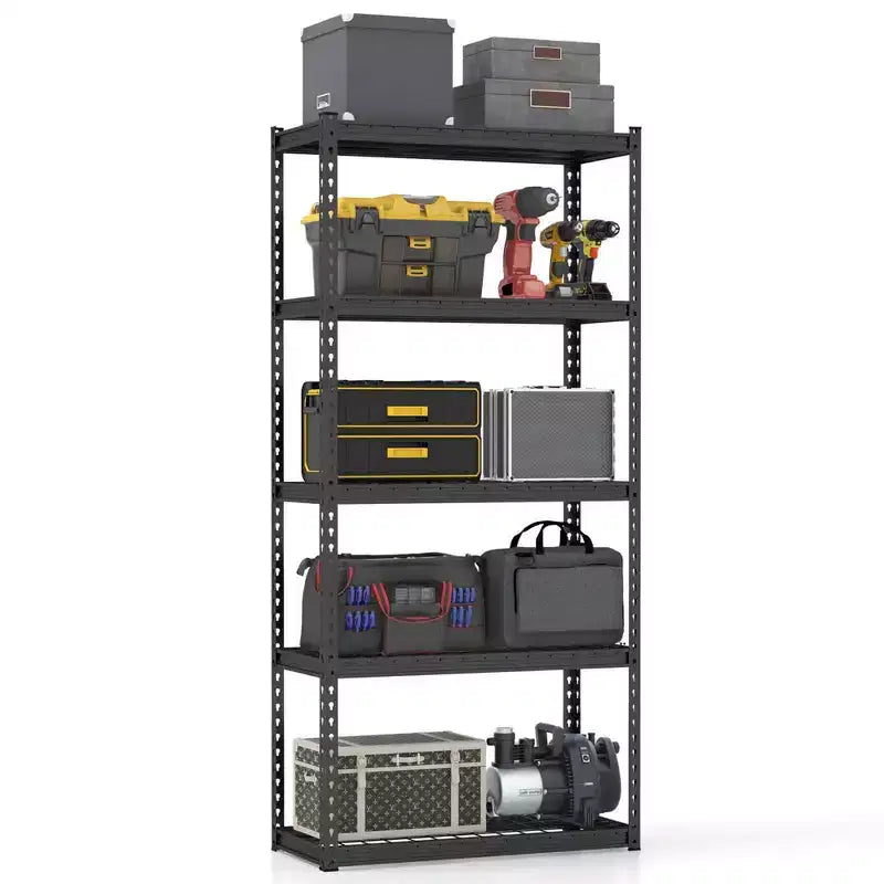Étagère de rangement à 5 niveaux robuste avec dispositif anti-basculement