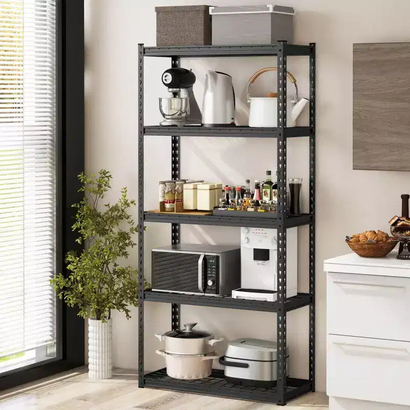 Étagère de rangement à 5 niveaux robuste avec dispositif anti-basculement