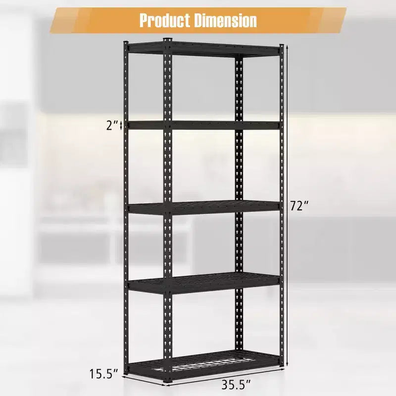 Étagère de rangement à 5 niveaux robuste avec dispositif anti-basculement