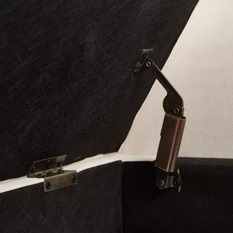 Banc de lit de 130,8 cm avec rangement, capitonné en velours, avec pieds en bois massif noirs, pour chambre/entrée
