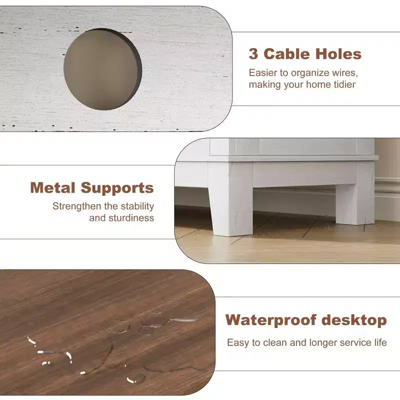 Meuble TV moderne pour téléviseur de 65 pouces, meuble à double porte semi-ouvert avec étagères réglables, meuble TV marron avec 8 compartiments de rangement