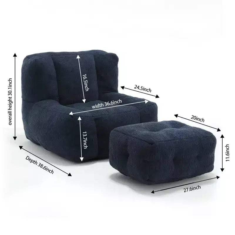 Fauteuil poire pour le sol, canapé paresseux avec mousse à mémoire de forme et ottoman, canapé poire pour salle de lecture, salon