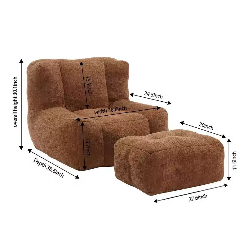 Fauteuil poire pour le sol, canapé paresseux avec mousse à mémoire de forme et ottoman, canapé poire pour salle de lecture, salon