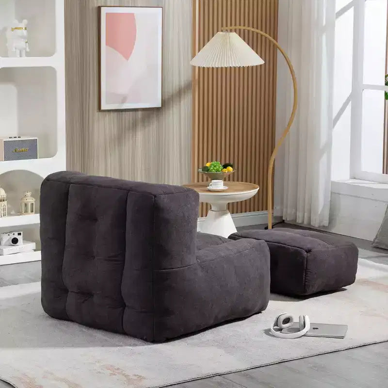 Bean Bag Chair Floor Chair Lazy Sofa Chair with Memory Foam and Ottoman, Bean Bag Sofa for Reading Room, Living Room