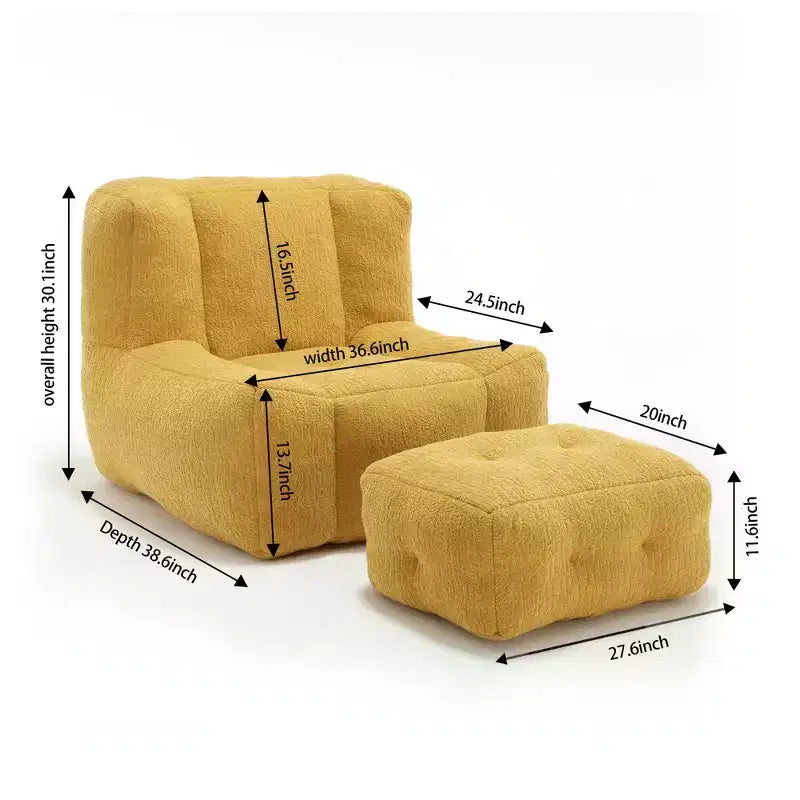 Fauteuil poire pour le sol, canapé paresseux avec mousse à mémoire de forme et ottoman, canapé poire pour salle de lecture, salon