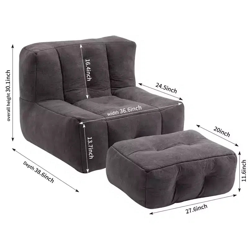 Fauteuil poire pour le sol, canapé paresseux avec mousse à mémoire de forme et ottoman, canapé poire pour salle de lecture, salon