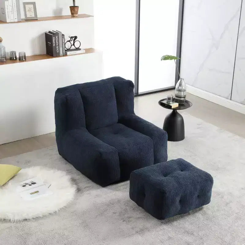 Bean Bag Chair Floor Chair Lazy Sofa Chair with Memory Foam and Ottoman, Bean Bag Sofa for Reading Room, Living Room