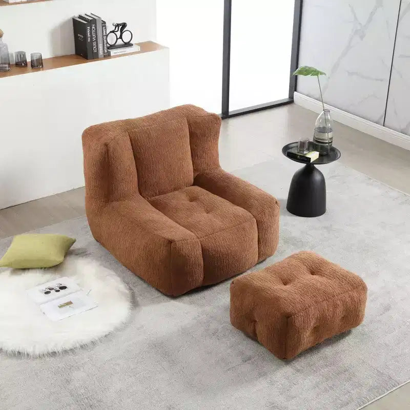 Bean Bag Chair Floor Chair Lazy Sofa Chair with Memory Foam and Ottoman, Bean Bag Sofa for Reading Room, Living Room