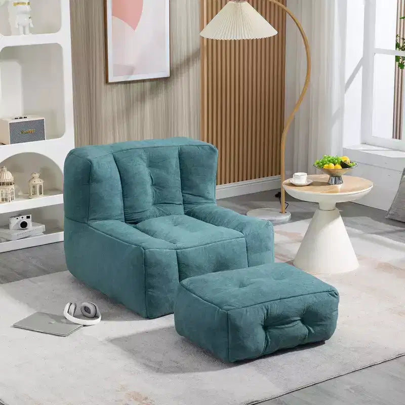 Bean Bag Chair Floor Chair Lazy Sofa Chair with Memory Foam and Ottoman, Bean Bag Sofa for Reading Room, Living Room