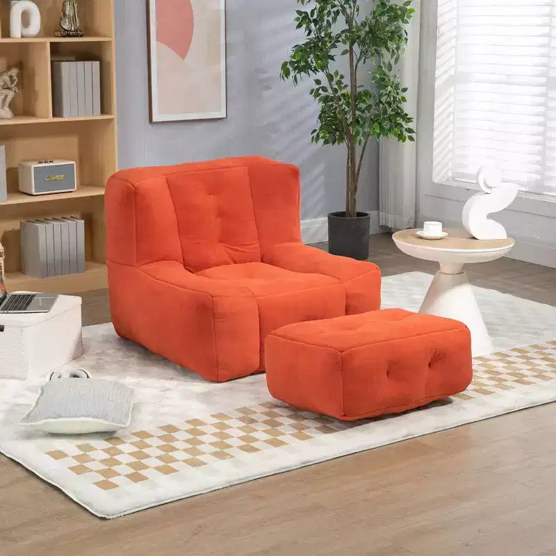Bean Bag Chair Floor Chair Lazy Sofa Chair with Memory Foam and Ottoman, Bean Bag Sofa for Reading Room, Living Room