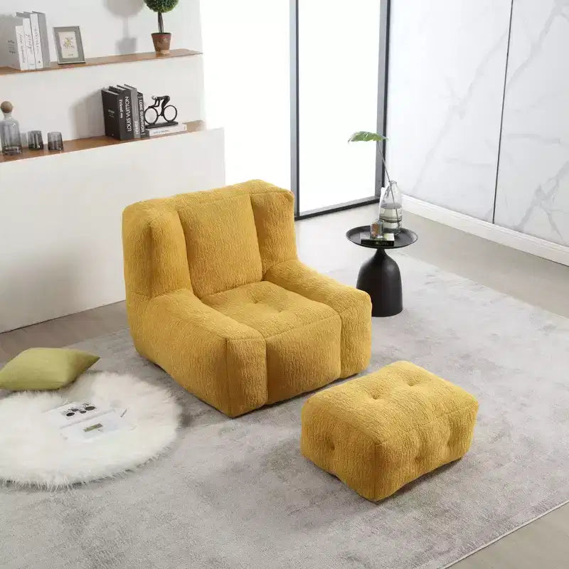 Bean Bag Chair Floor Chair Lazy Sofa Chair with Memory Foam and Ottoman, Bean Bag Sofa for Reading Room, Living Room