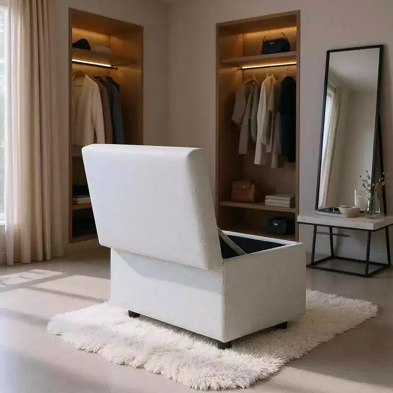 Tabouret de rangement multifonctionnel, assise et rangement en un, entrée de salon